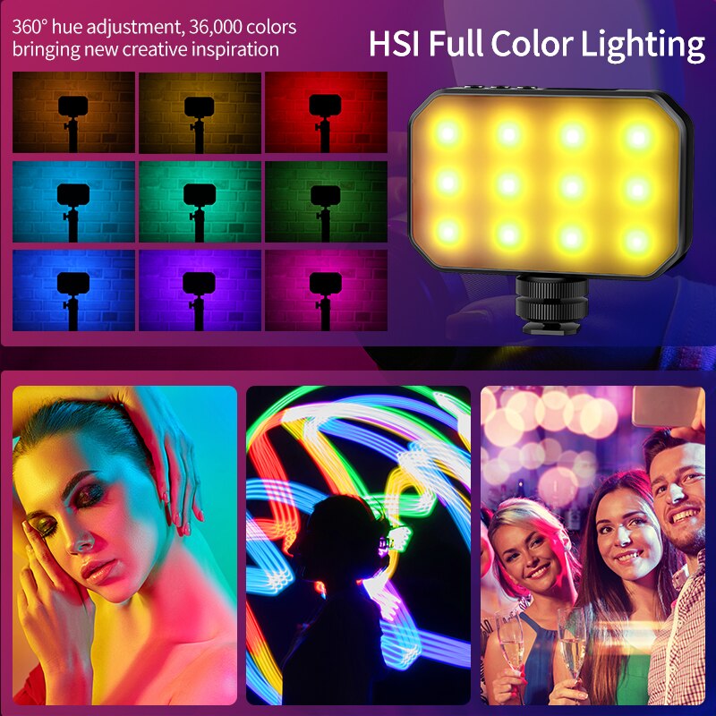 Ulanzi VL60 RGB Camera Light Pocket Led Video Light With Magnetic Dimmable CRI95+ 2500K-9000K 20 Light Scenes Effect Type-C Port