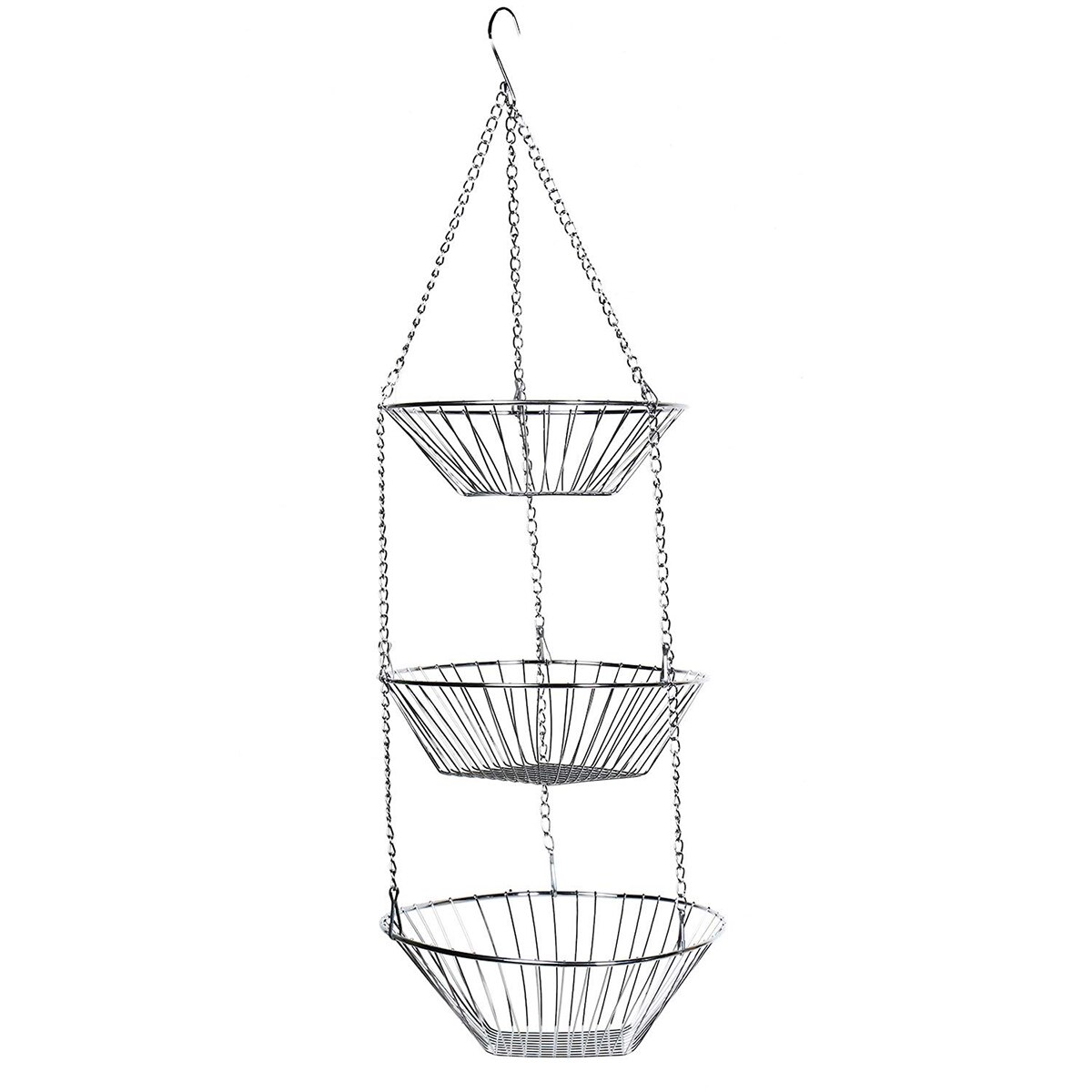 3 Tier Wire Hanging Fruit Basket Home Kitchen Metal Vegetable Storage Organizer Basket 3-Layer Baskets