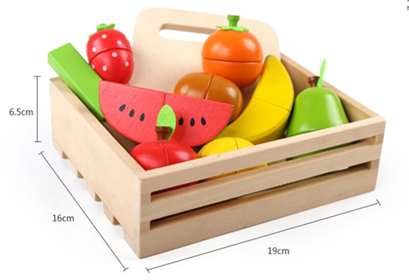 Montessori cut fruits and vegetables toys wooden classic game simulation kitchen series toys early education play house toy: Fruit