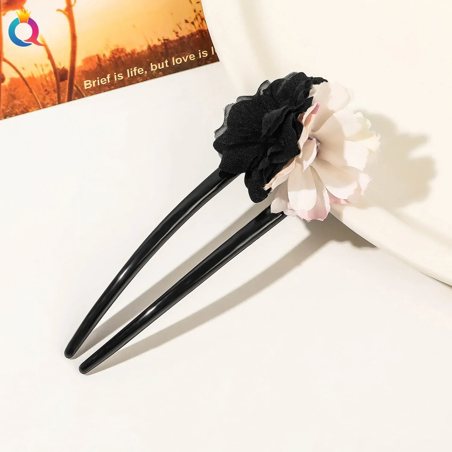 Horquilla de flor de Begonia en forma de U de 13cm, horquilla de pelo Simple a la para mujer, accesorios para el cabello de flores para Festival de estilo étnico,: Lavanda