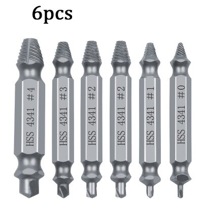 4/5/6Pcs Damaged Screw Extractor Drill Bit Double Side Drill Out Broken Screw Bolt Remover Extractor Tools Set Take Out Tool Set: 6pcs Silver