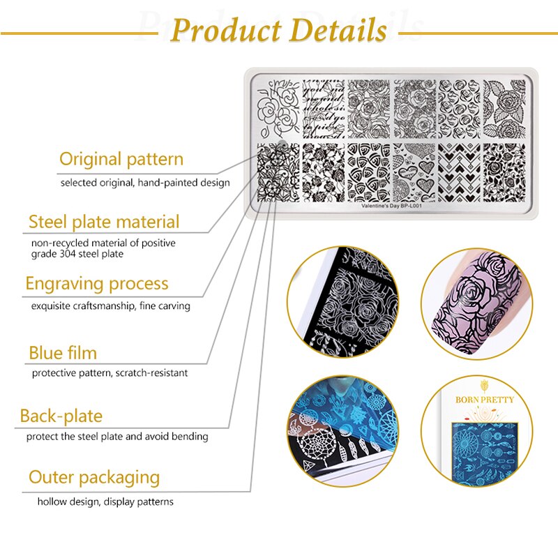 BORN PRETTY Nail Stamping Plates Stainless Steel Leaf Pattern Stamp Image plantillas para arte de uñas tema de primavera otoño