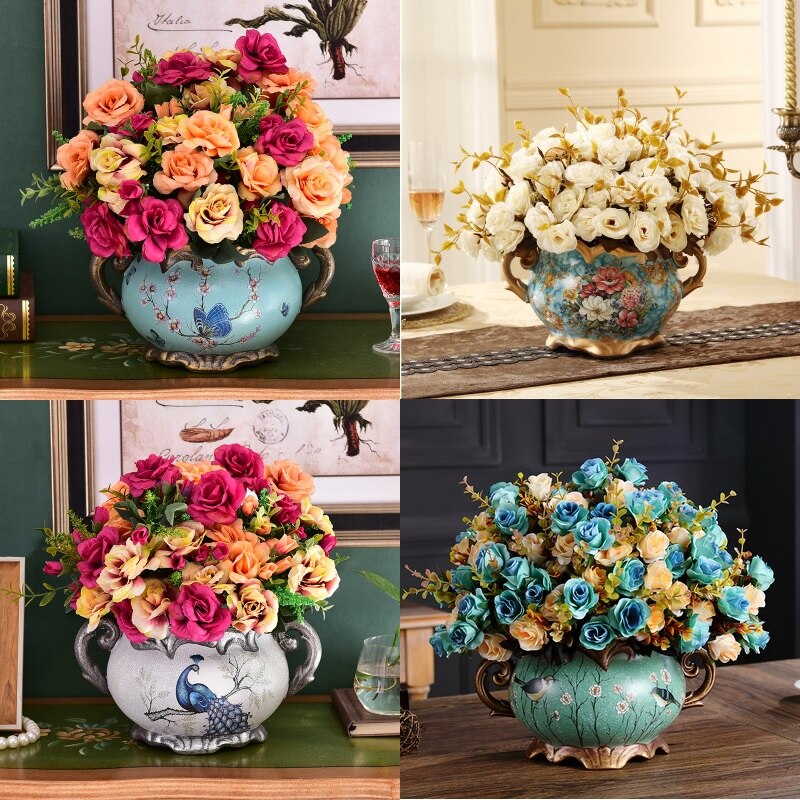 Europæisk keramik vase tørrede blomster blomsterarrangement wobble tallerken stue indgang ornamenter bryllup dekorationer