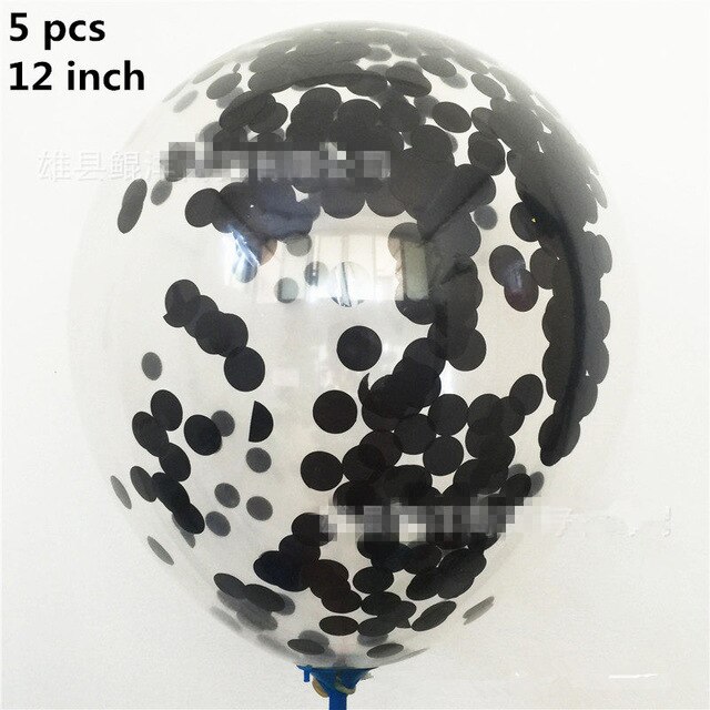 5 stk. 12 tommer konfetti latex ballon romantisk bryllupsdekoration helium luftkugler tillykke med fødselsdagsfest forsyninger: Sort