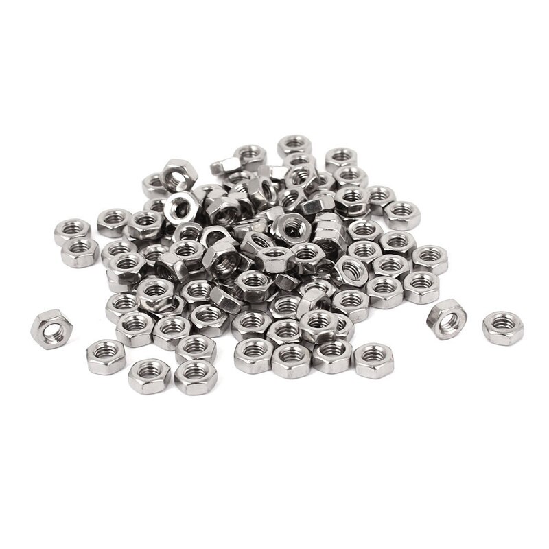 Metric M4 Hex Nut 304 Stainless Steel Fastener DIN 934 100pcs for Bolt: Default Title