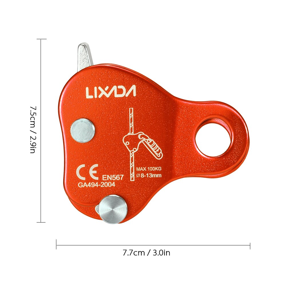 Lixada-Dispositivo de seguridad para escalada al aire libre, dispositivo de agarre de cuerda para escalada al aire libre, elevador de LB, cuerda de 8-13MM