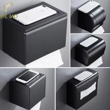 Wall Mounted wall install Bathroom Roll Paper Box paper holder space aluminum Toilet Paper Holder black
