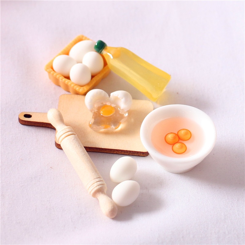 dollhouse Dollhouse Miniature Kitchen Candy Toy Rolling Pin Egg Holding Bowl Olive Oil Tool Model Filming Props