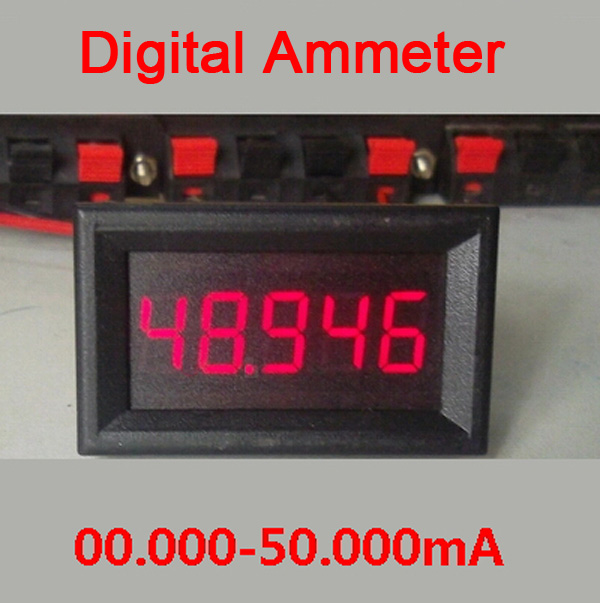 Dc 0-50.000ma/50ma digital amperemeter rød led høj præcision amp tester meter monitor strøm indbygget shunt