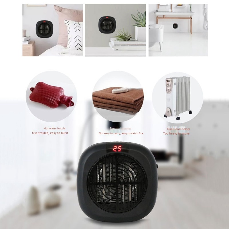 900W Mini Wall-Mounted Electric Heater Air Blower Home Office Wall-Mounted Heaters Bathroom Radiator Fan Heater with EU Plug