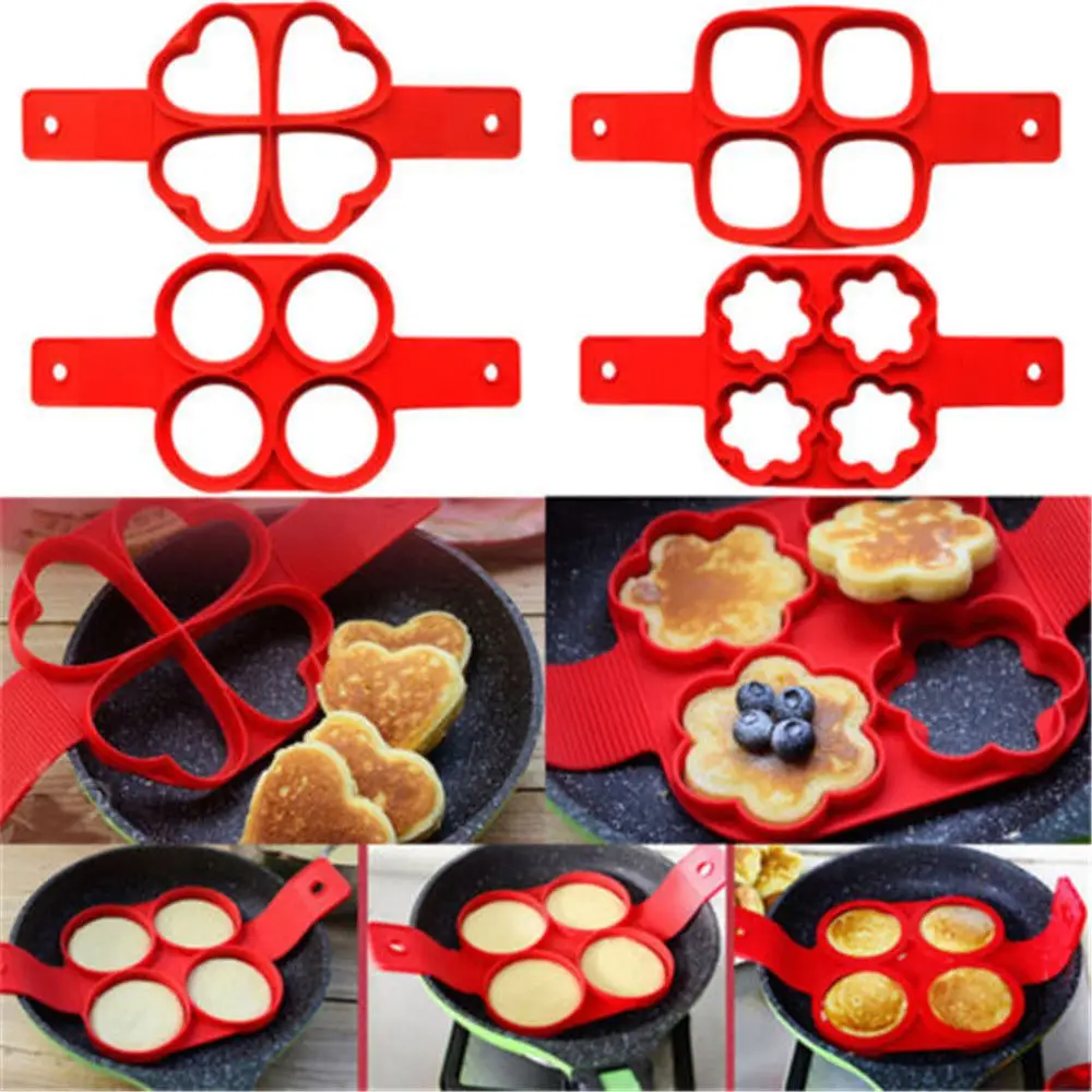 Eierpannekoek Ring Met Anti-Aanbaklaag Pannenkoekenmaker Vorm Siliconen Eierkoker Gebakken Eiervormer Omelet Mallen Voor Keuken Bakaccessoires