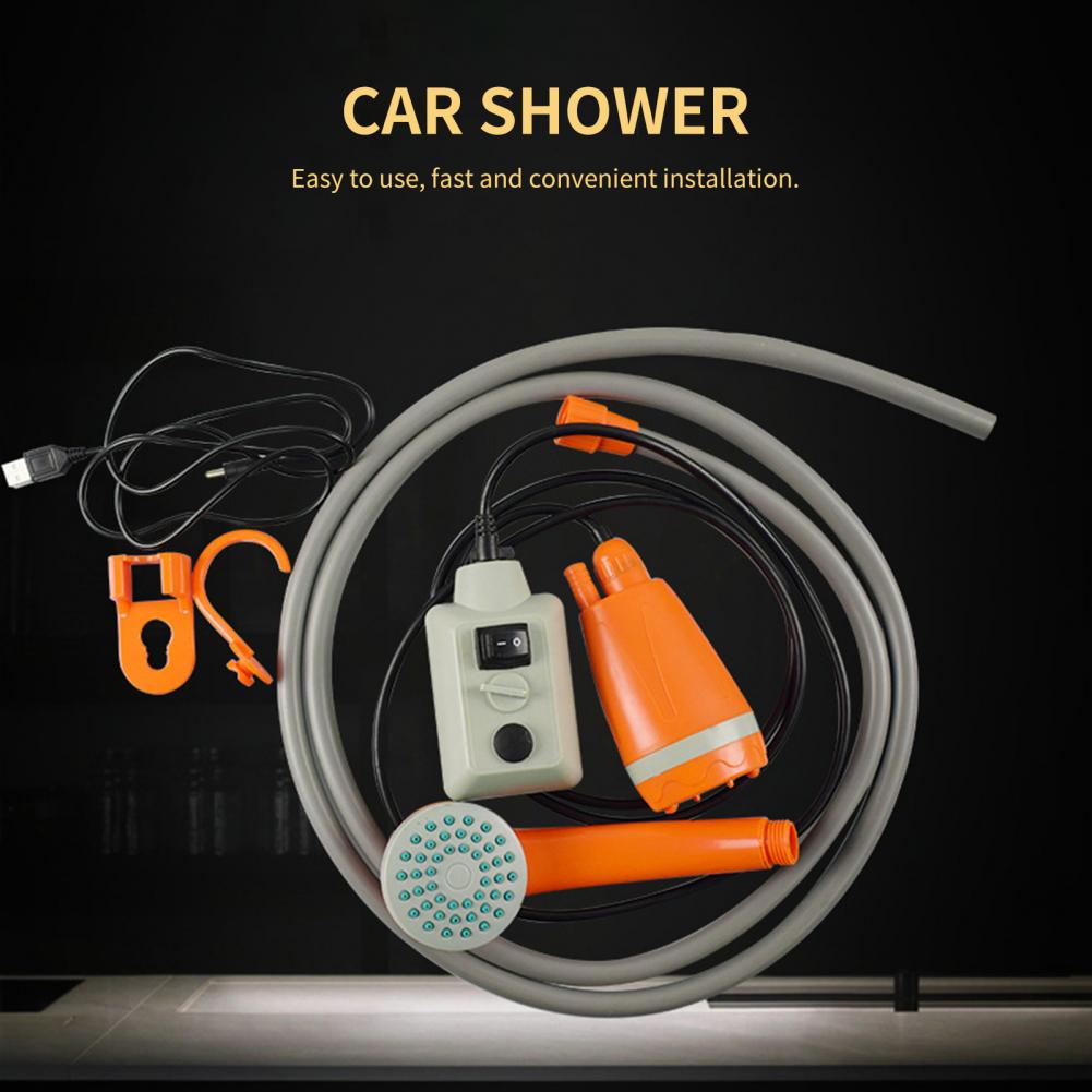Juego de ducha eléctrico para exteriores, conjunto de ducha portátil recargable por USB, de plástico, ultraligero, gran salida de agua, para acampar