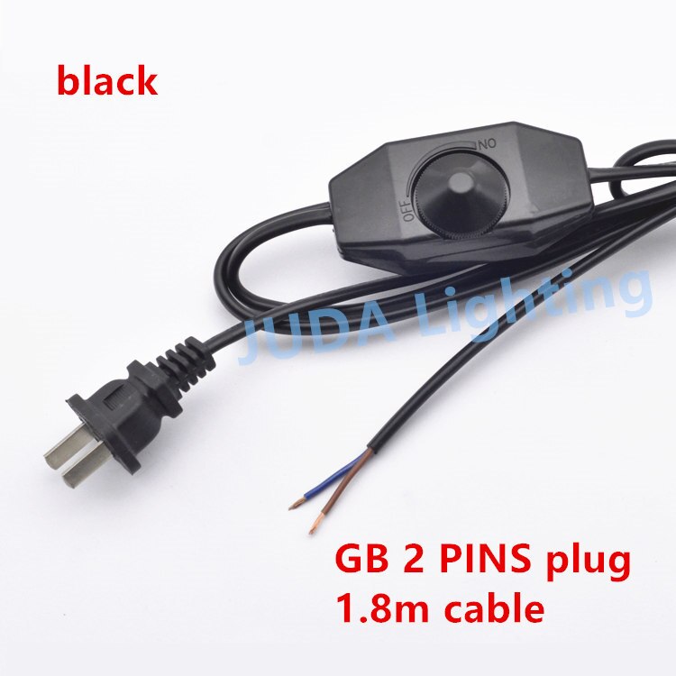 Dimmer switch with GB EU plug cable wire cord set black white Electrical cable wires for ceiling lamp table lamp desk light diy