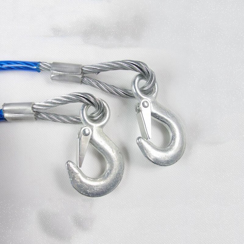 Car Tow Rope Strap Car Styling Synthetic Winch Cable Coarsened Wire Rope Truck Trailer Rope SUV Quick Release Hook 4M 5 Tons