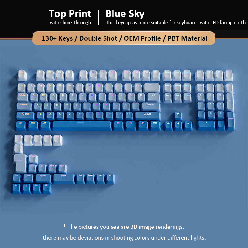 Gradient Gray Cherry Profile Side Printed PBT Keycaps Double Shot RGB Backlit Keycaps 135 Keys for Cherry MX Switches Keyboards: Ruby Red