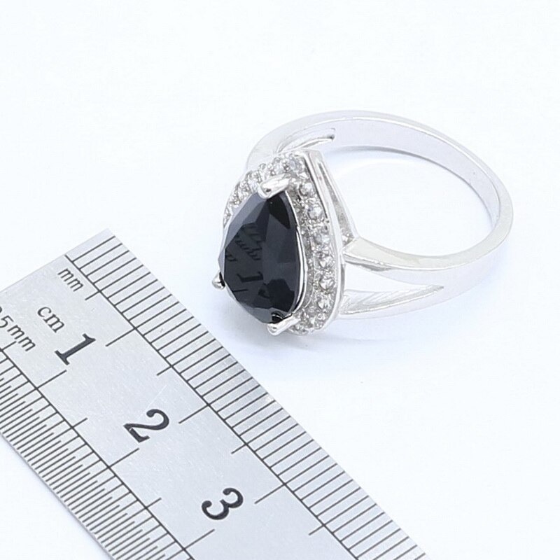 Water Black Topaz Green 925 Zilveren Ring Voor Vrouwen Bridal Sieraden Gratis
