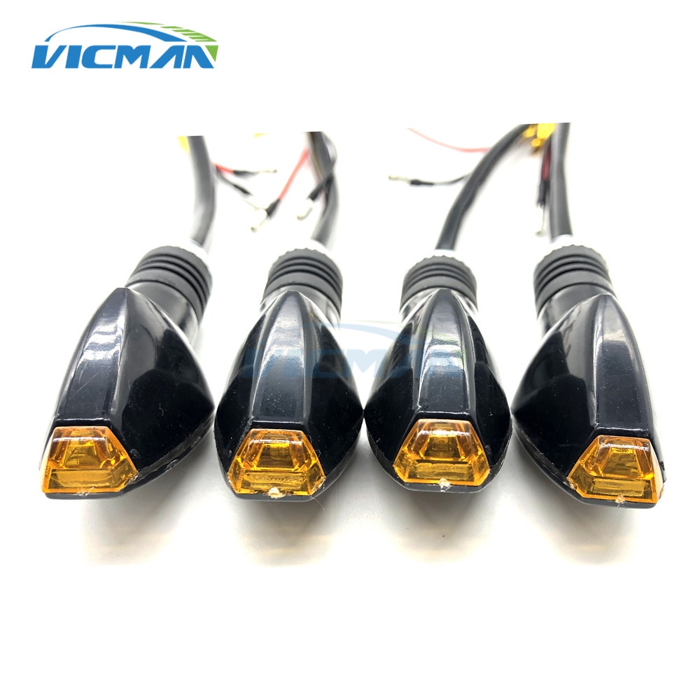 4 Stuks Motorcycle Universele Led Knipperlichten Korte Knipperlichten Indicator Oogkleppen Flashers Amber Kleur Accessoires