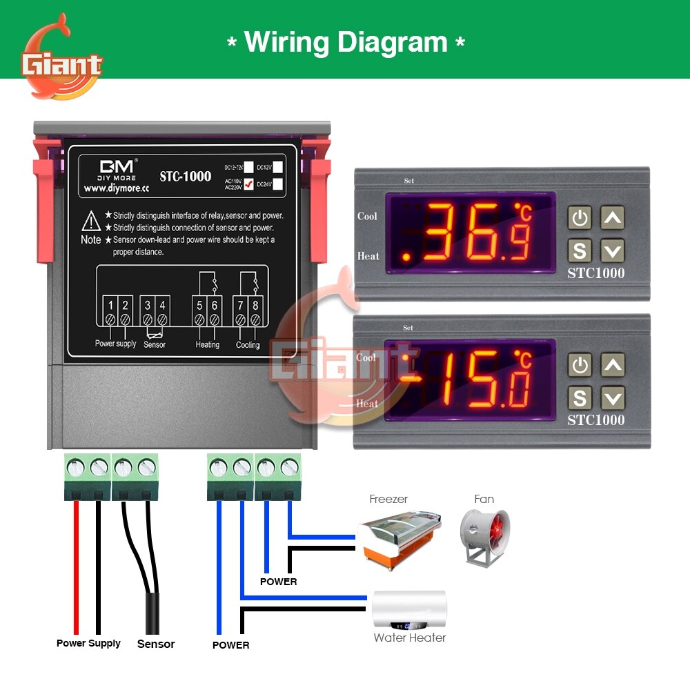STC-1000 Digitale Regolatore di Temperatura del Termostato Termoregolatore Relè di Riscaldamento di Controllo di Raffreddamento per Incubatrice 12V 24V 110V 220V