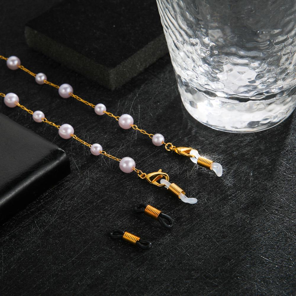 Teamer Gesimuleerde Parel Kralen Ketting Voor Bril Mode Masker Lanyards Ketting Zonnebril Ketting Bandjes Eyewear Accessoires: H Gold Plated