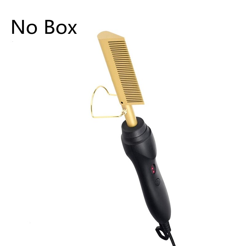 Lisseur cheveux peigne multifonctionnel cuivre lisseur & bigoudi brosse Anti-brûlure barbe cheveux lisseur peigne fers plats: no box / L'UA