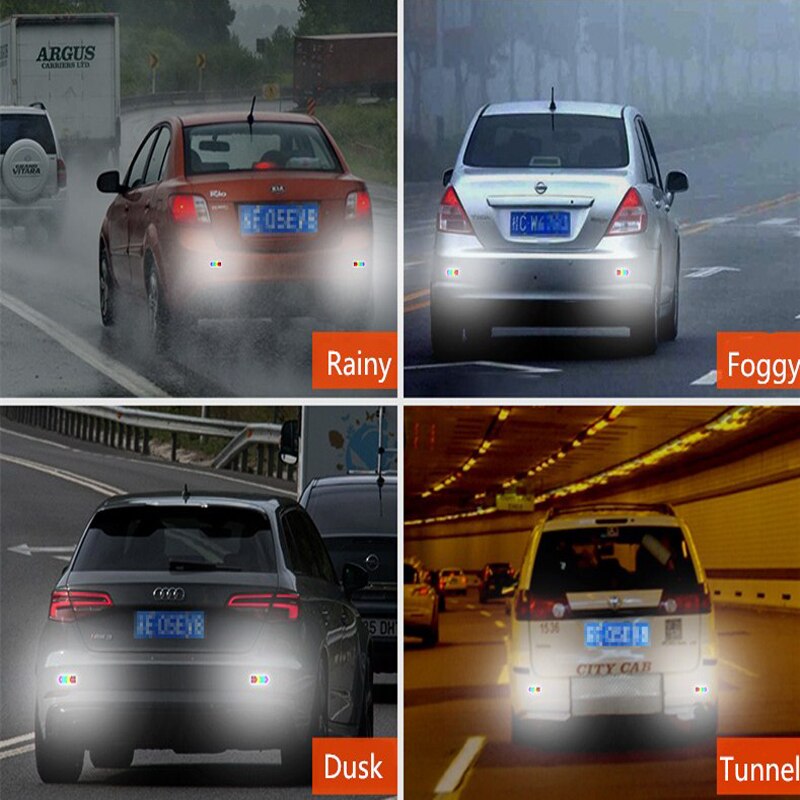 2pcs Reflective Car Decals Warning Tape Reflective Star Arrow Direction Glow in Dark Tail Decoration Made with 3M