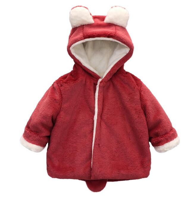 Manteau d'hiver à capuche en velours | Manteau pour bébés garçons et filles, oreilles d'ours de noël, vêtements d'extérieur en coton, YBC038: YBC038A / 73