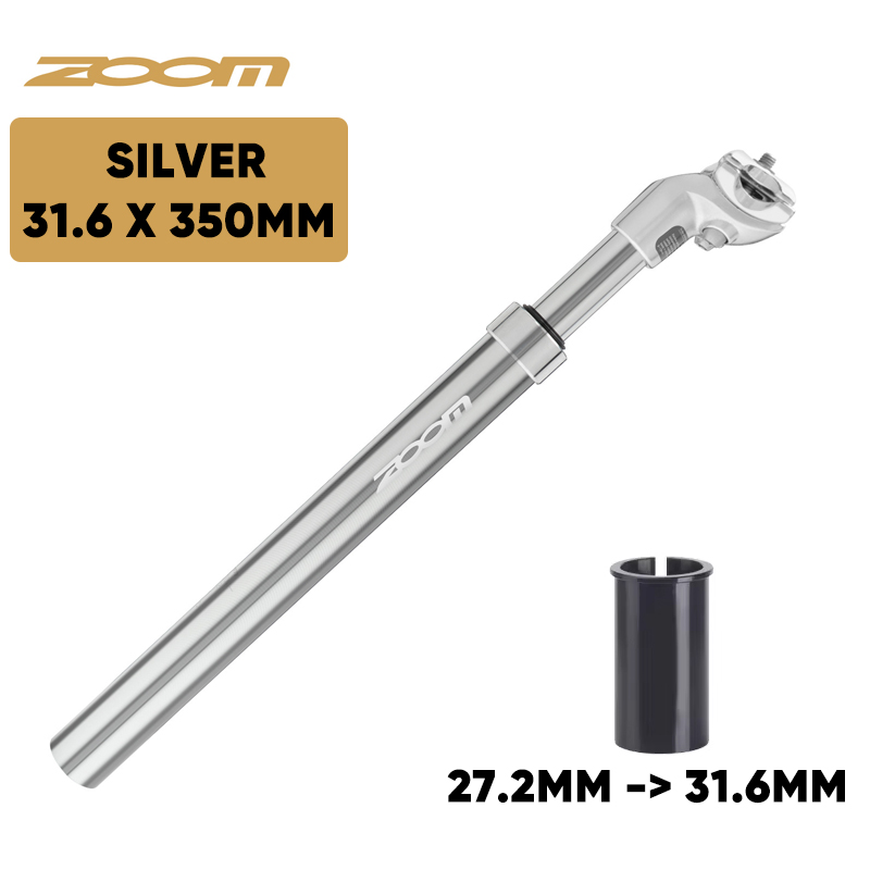 Tija de sillín con suspensión de bicicleta ZOOM, 27,2/31,6/28,6/30,4/30,8/33,9mm, tubo de asiento con suspensión MTB, amortiguador de 350mm, tija de sillín, piezas de bicicleta: Castaño