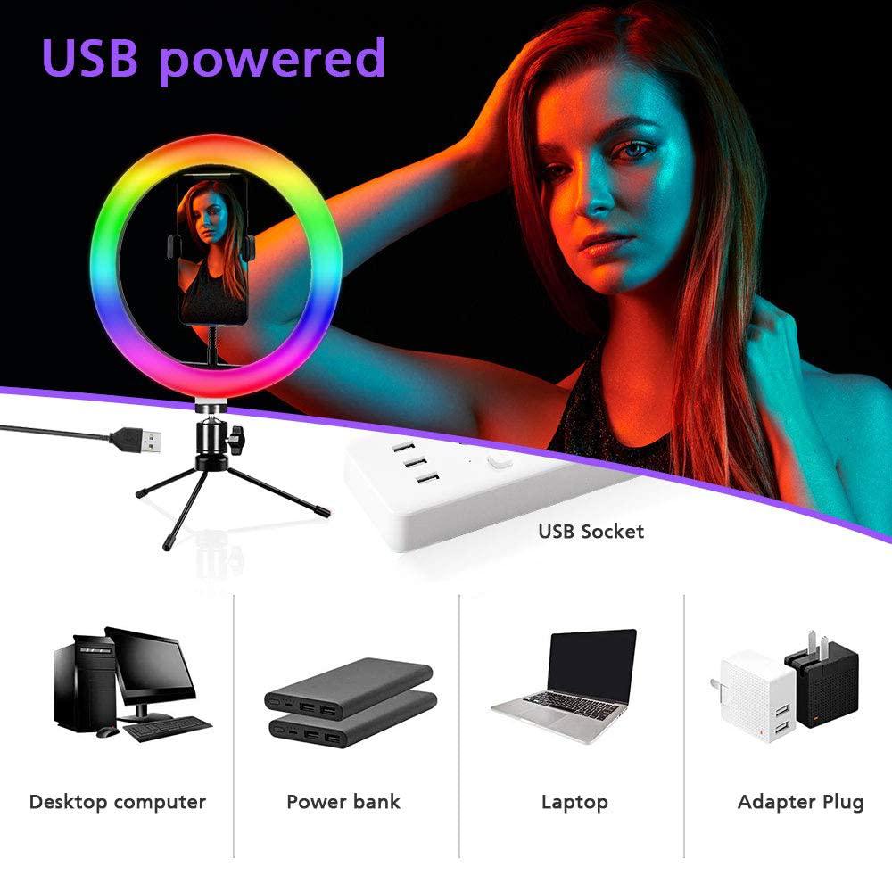 10 pouces USB anneau lumineux anneau lampe grand anneau lumière avec trépied LED rvb Selfie anneau lumière pour faire la vidéo de téléphone en direct