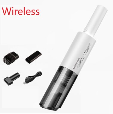 120W 6000Pa Sterke Zuigkracht Draadloze/Bedrade Handheld Stofzuiger Multifunctionele Mini Draagbare Auto Stofzuiger oplaadbare: Wireless White