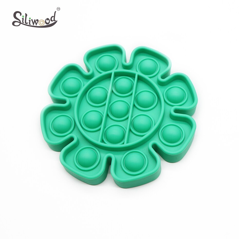 1Pc Push Bubble Fidget Zintuiglijke Speelgoed Autisme Speciale Behoeften Stress Reliever Helpt Stress En Verhogen Focus Zachte Squeeze speelgoed: Flowers Green