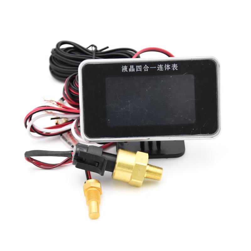 4 in 1 Universal LCD Car Truck Digital Oil Pressure Voltage Voltmeter Water Temp Fuel Gauge oil press Gauge