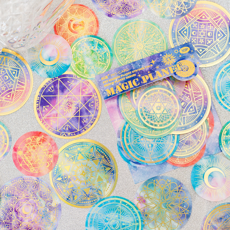 30Pcs Gekleurde Astronomie Stickers Universe Washi Stickers Van Ruimte Galaxy Planeten Esthetische Decoratie Voor Album Laptop Plakboek