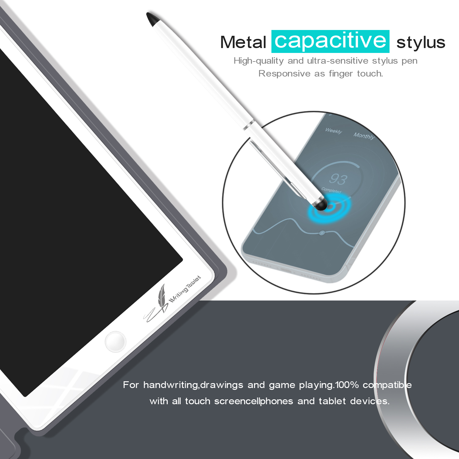 Tablet de Escrita LCD para Crianças, Placa Doodle Colorida, Almofadas Eletrônicas Apagáveis e Reutilizáveis, 7, 35"