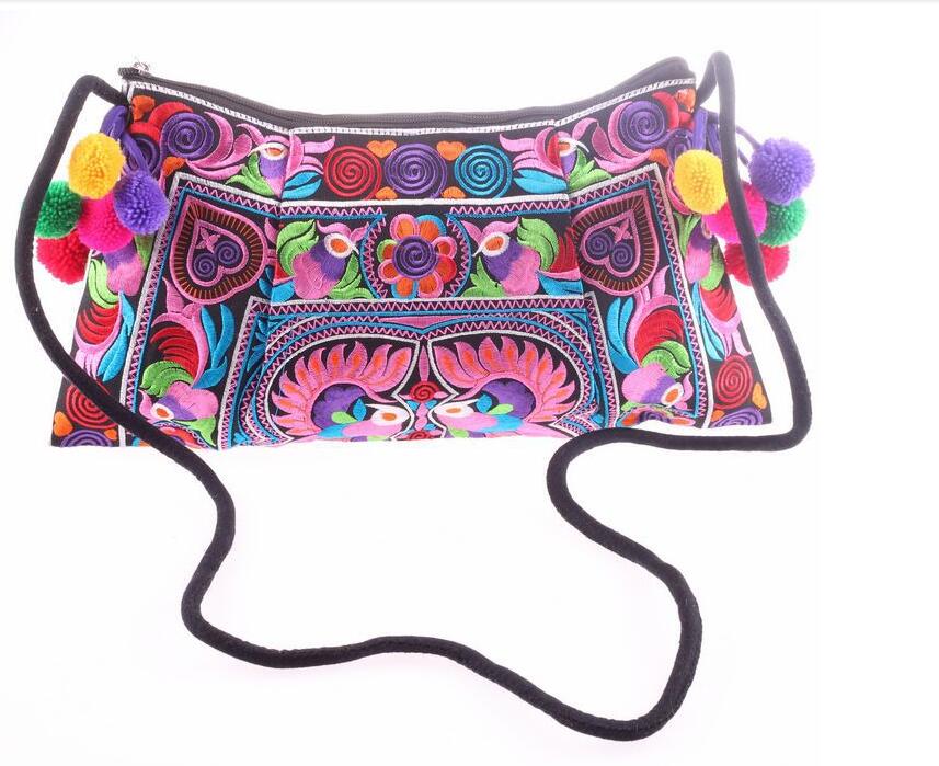 Bolso pequeño bordado de tela de tendencia nacional para mujer, bandolera de hombro cruzado, hecho a mano