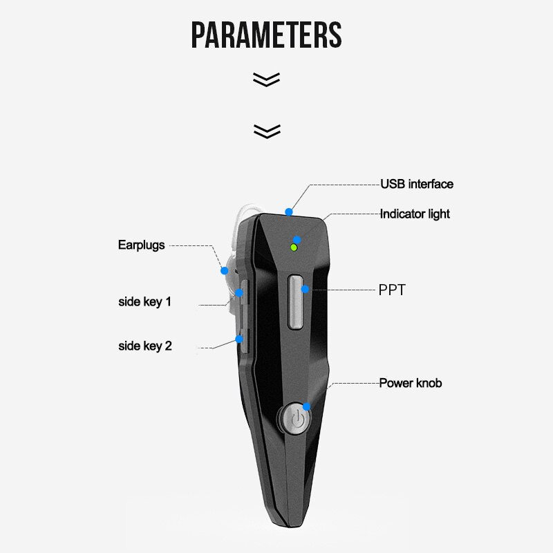 YM 2PCS Mini earhook Walkie Talkie 400-470MHz 2-Way Radio Transceiver Earpiece Headset Earmuff USB Powered Distance New