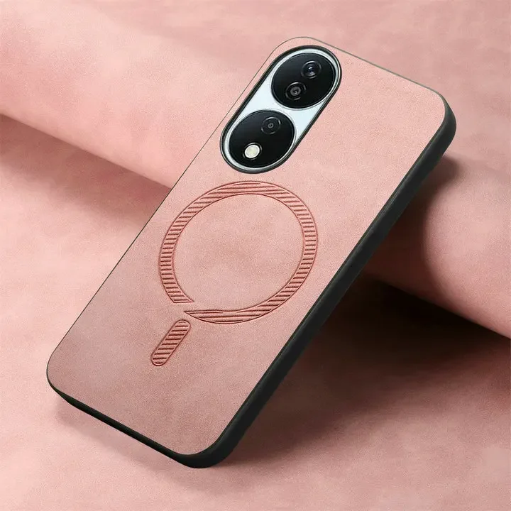 Honor 90 Lite 90Smart 5G 2024 Funda de lujo Funda de cuero con imán Funda Magsafe Honor 90 Funda inteligente para teléfono Honor90 Pro 100 Funda trasera: lienzo / Rosa