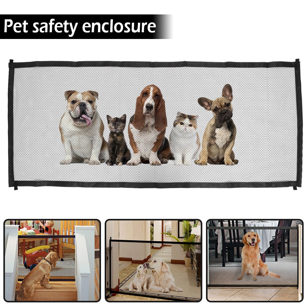 Magic Mesh Dog Door Gate Pet Fence Barrier Cat Dog Door Foldable Safety Ramps Guard Indoor Outdoor Puppy Dog Gate Pet Supplies