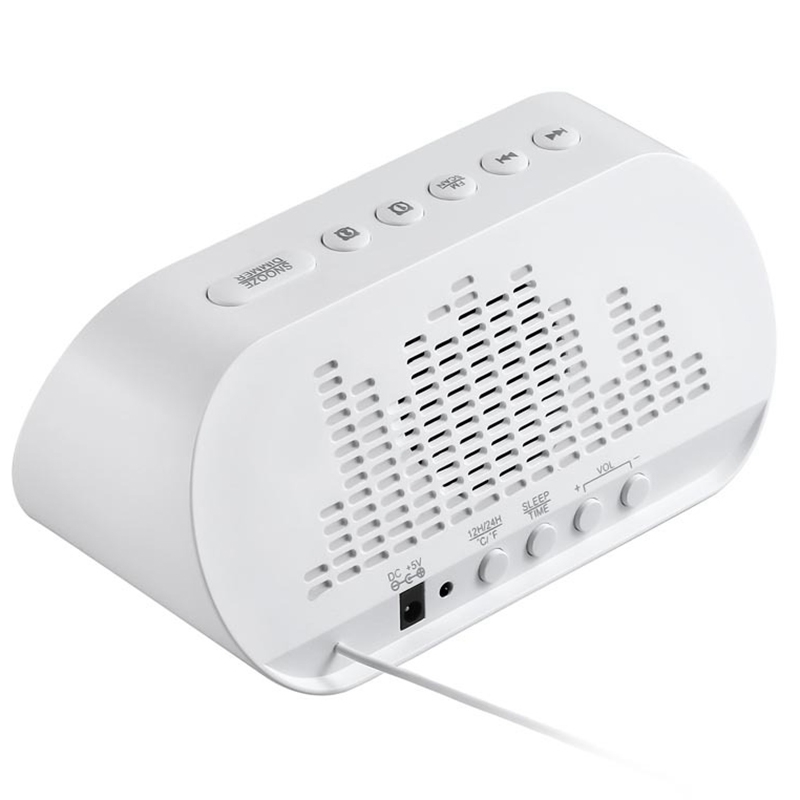 Budziki robić sypialni, radiobudzik cyfrowy doprowadziło z radiem fm, dwa porty usb robić ładowania, ściemniacz, drzemka, regulator czasowy snu,