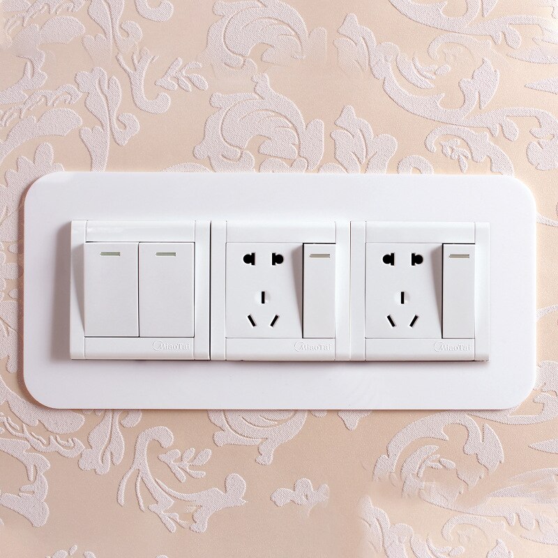 Prosta anty-brudna klamra typu nieprzylepna akrylowa naklejka strąk włącznik ochronny robić domu salon pyłoszczelna ochronna: Triple8.6x26cm / srebrzysty biały kolor