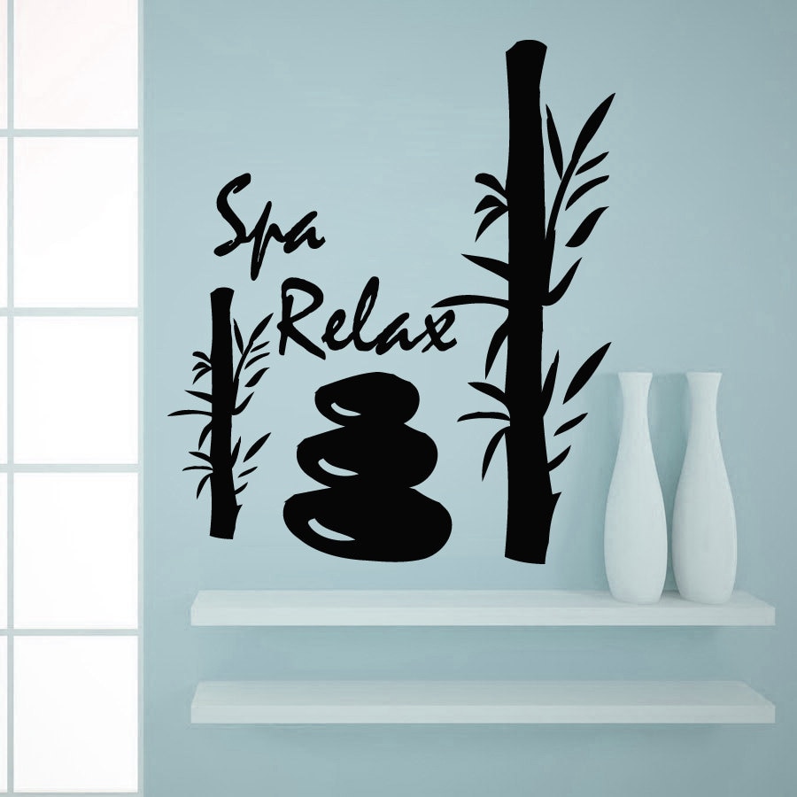 Spa Relax Bamboe Silhouet Muursticker Decals Schoonheidssalon Thuis Badkamer Art Decor Muurschildering Poster Stijl Q-23