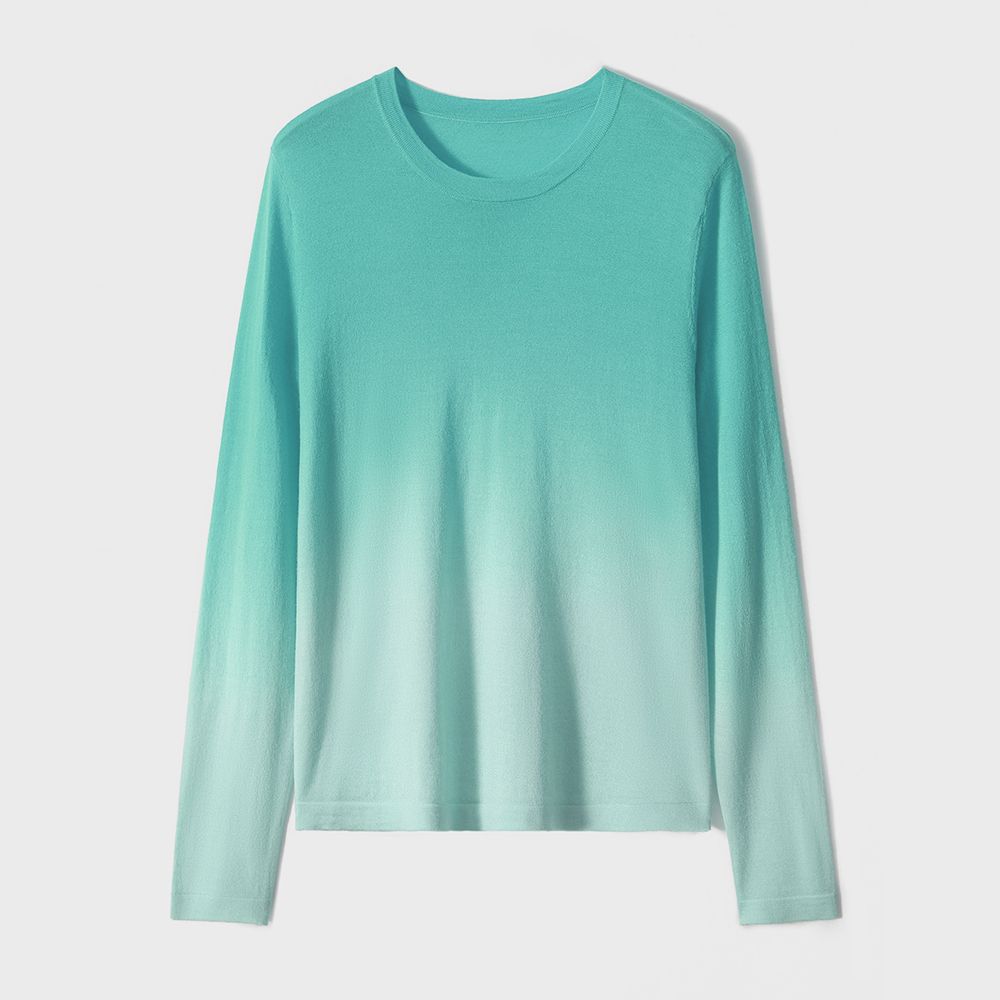 Spring Autumn Gradient Color Long Sleeve Sweater Women High Street Casual Slim Y2K All-match Knitting Pullovers: XL / green