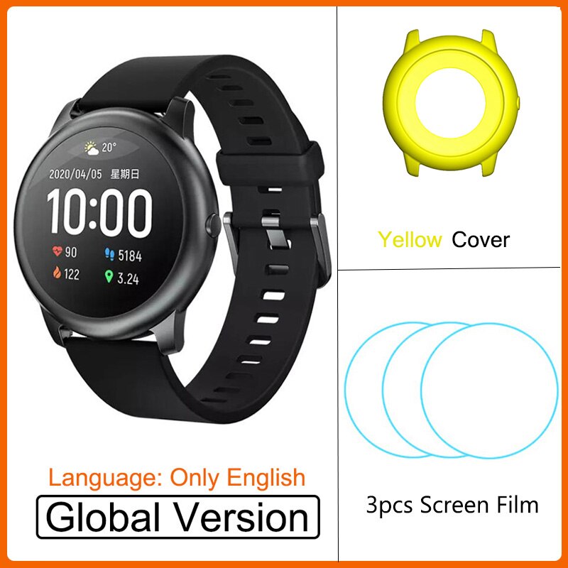 Xiaomi Haylou Solar Smart Watch IP68 Waterproof Heart Rate Sleep Monitor Pedometer Multiple Sport Watch For Android iOS: Add Yellow Case