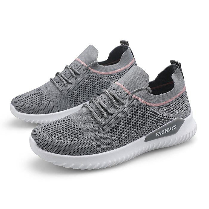 TUINANLE Sneakers Women Flats Shoes Spring Sock Sneakers Women Summer Lace Up Flats Women Plus Size Walking Tenis Feminino: gray / 7