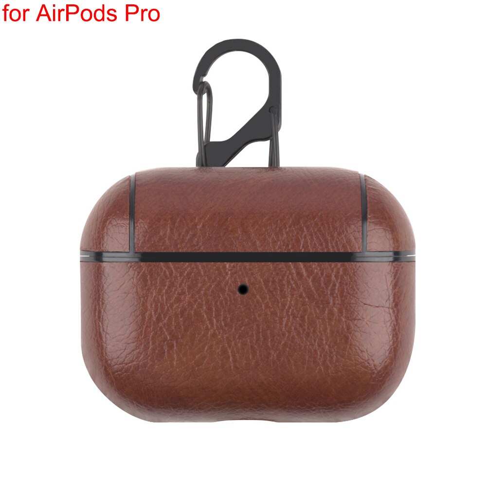 Bluetooth Kopfhörer Leder Fall Für Apple AirPods 1 2 Pro Stoff Anti-verloren Stoßfest Abdeckung PU Haut Für Luft schoten 3 Mit Haken: PU Dark Brown