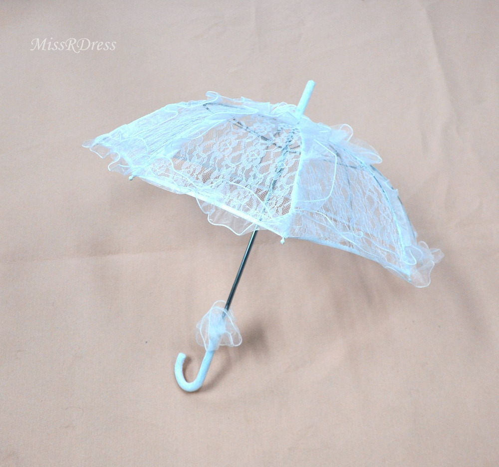 MissRDress Handgemachte Braut Regenschirm Weiß Battenburg Spitze Blume Regenschirm Sonnenschirm Jahrgang Regenschirm Für Hochzeit Zubehör JKs3