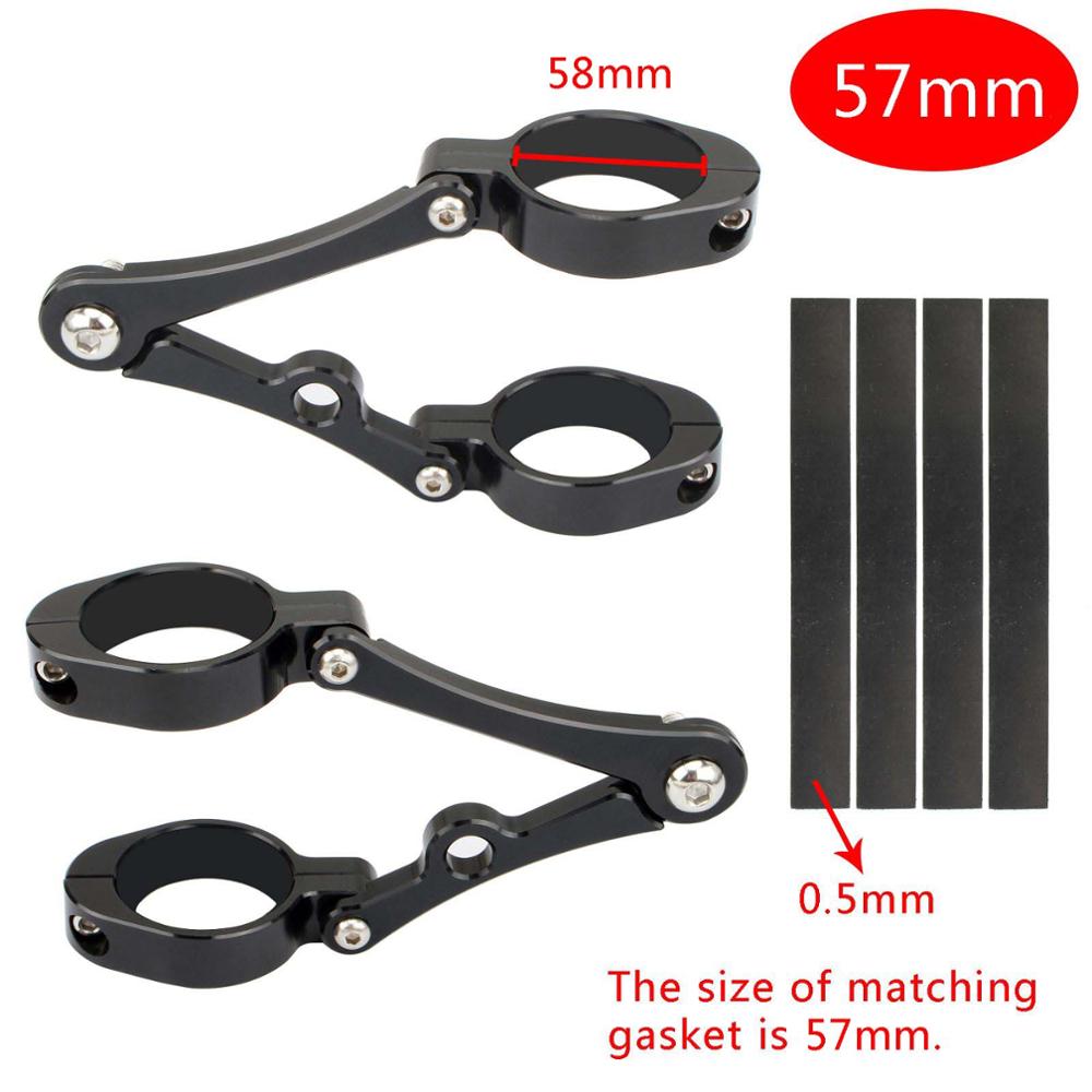 Support de phare de moto 55mm-58mm fourche Tube pinces support CNC pour Harley Honda Chopper Bobber café Racer universel: all black 57mm