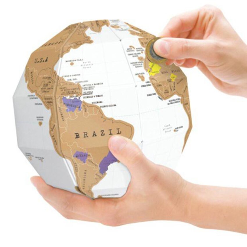 DIY scratch Globe 3D Stereo Assembly Globe World Map Travel Kid Child Toy Geography Teaching Apparatus