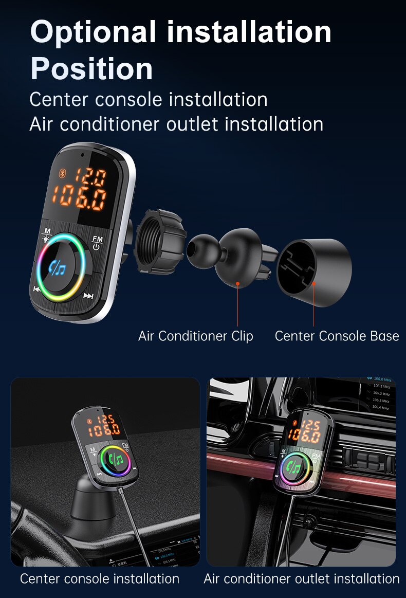 Bluetooth For Cars Handsfree Car Kit Wireless Bluetooth Carkit FM Transmitter Handsfree Aux Audio MP3 Player Bluetooths Adapter