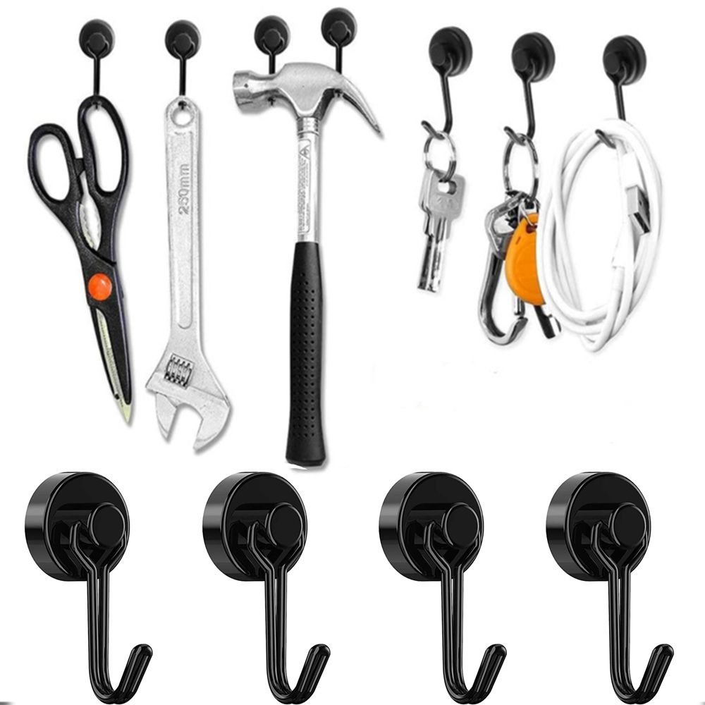 2/4/8/10 PCS Magnetic Hooks, Heavy Duty Neodymium Magnet Hook for Indoor Outdoor Hanging,Refrigerator,Grill,Kitchen,Key Holder