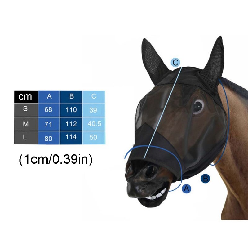 Mascarilla facial de caballo con protección antimosquitos, malla transpirable, cómoda, 72XF